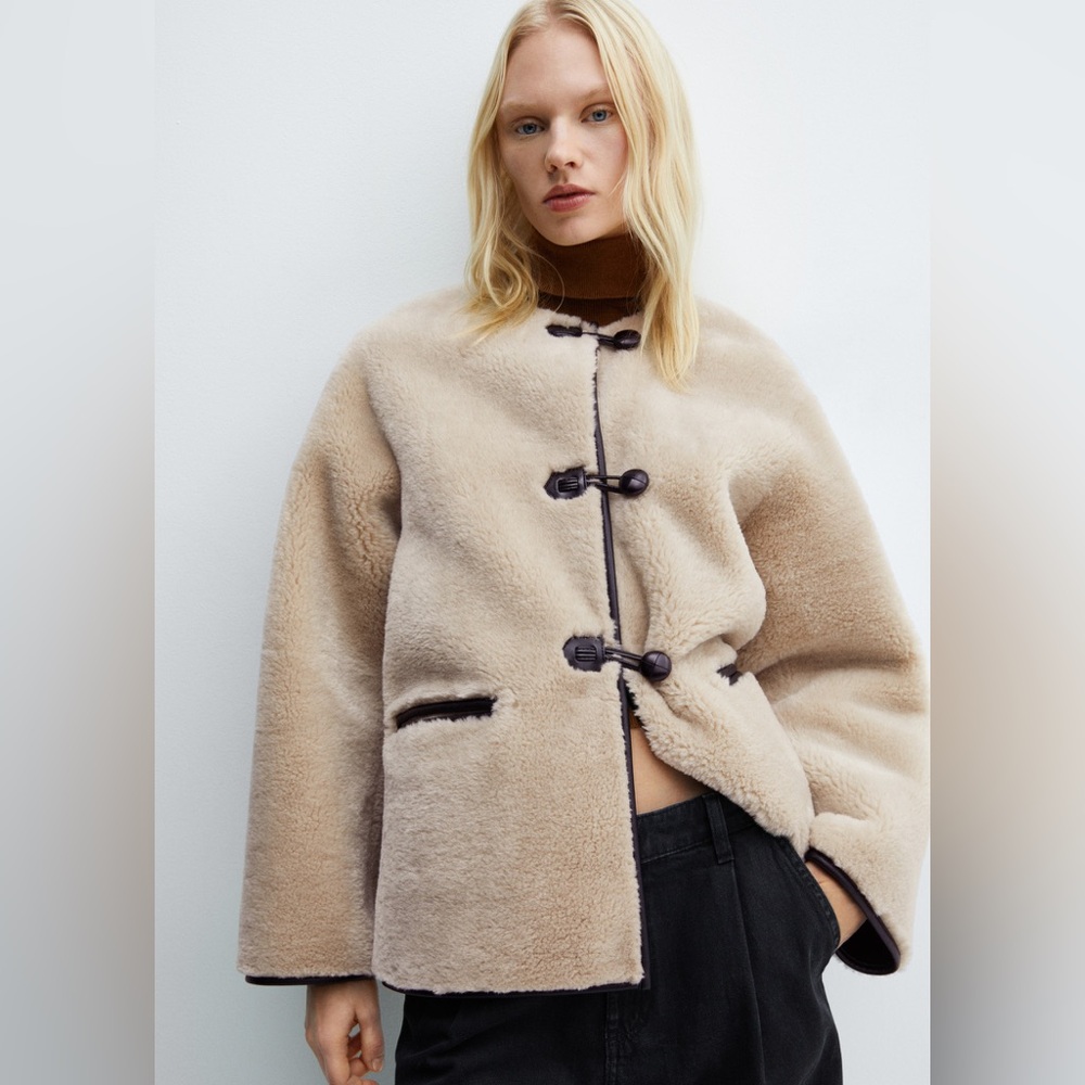 Mango Fur-effect Coat with Appliqués